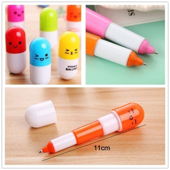 NEW Cute GREEN Capsule Retractable Ballpoint Pen - Picture 3 of 3